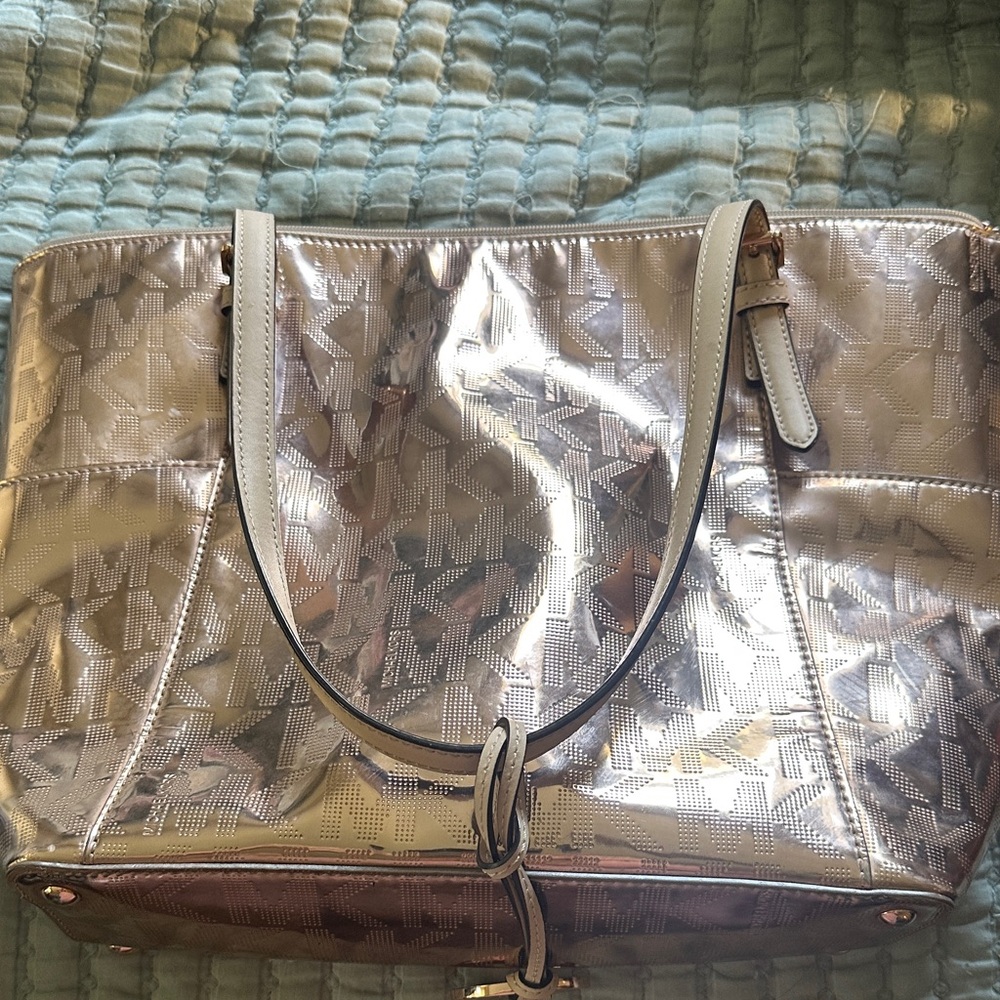 Michael Kors Silver Metallic Tote Bag